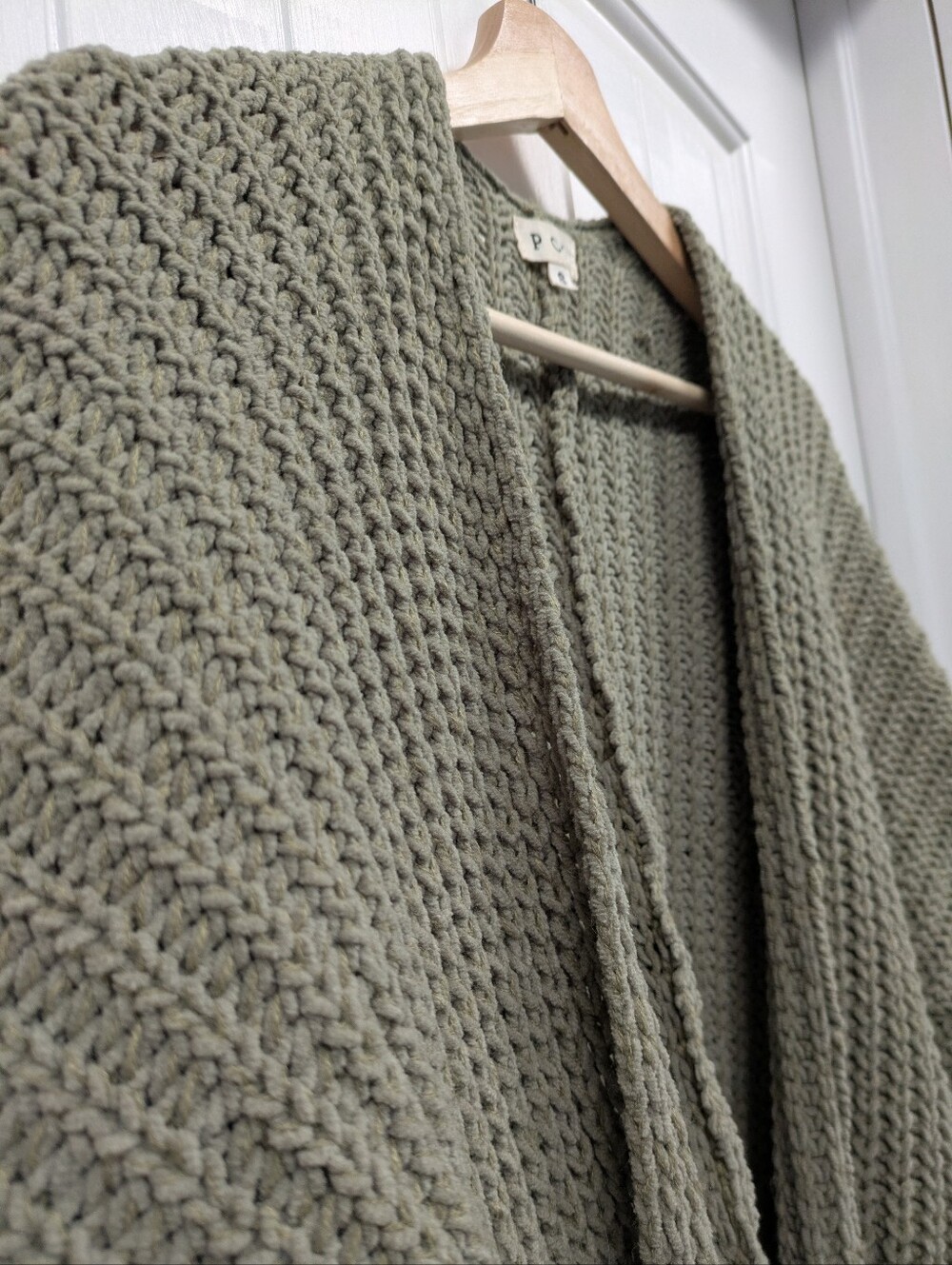 POL Olive Green Chunky Knit Open Cardigan Fits Sm-XL - Picture 4 of 8